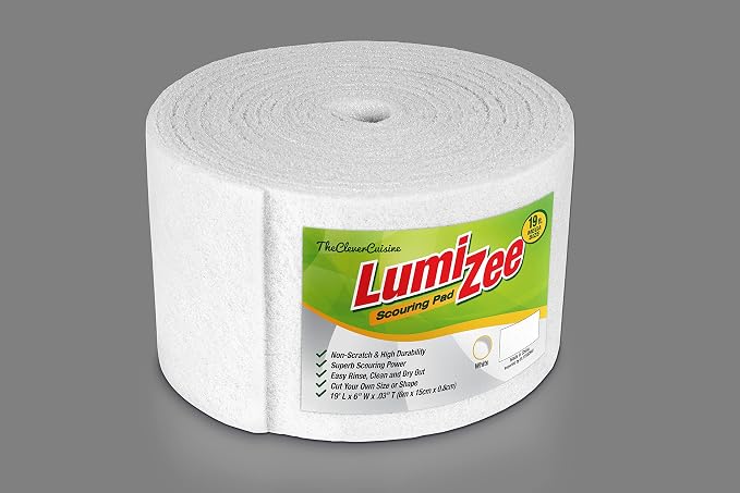 Non-Scratch White Scrubbing Pads Roll 19ft Economy Size Sponge Scouring Pad by The+Clever+Cuisine