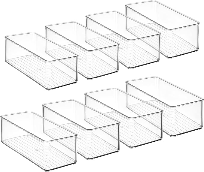 Hudgan 8 Pack Clear Plastic Drawer Organizers Set, Stackable Deep Drawer - Image 2