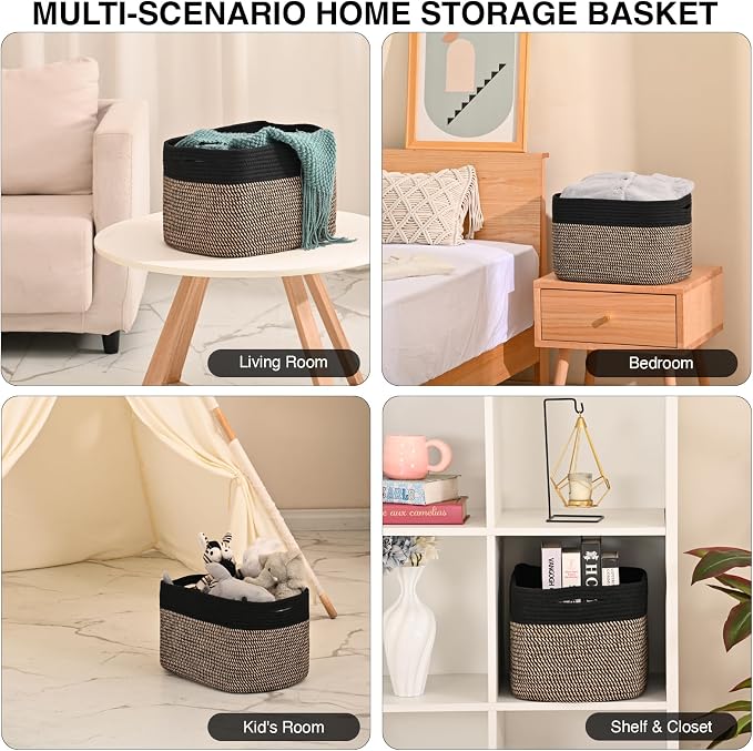 Woven Cotton Rope Storage Basket - Image 4
