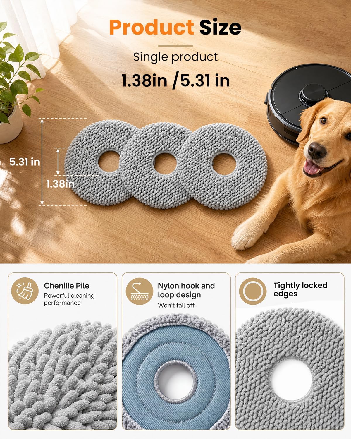 6 Pack Mop Pads for Roborock Q Revo/Qrevo MaxV/Qrevo S/Qrevo PRO/Qrevo PLUS/Qrevo Master/QV 35A/QV 35S/Qrevo slim/Qrevo Curv/Qrevo Edge/Qrevo C Robot Vacuum Cleaner Mop Replacement Pad Accessories