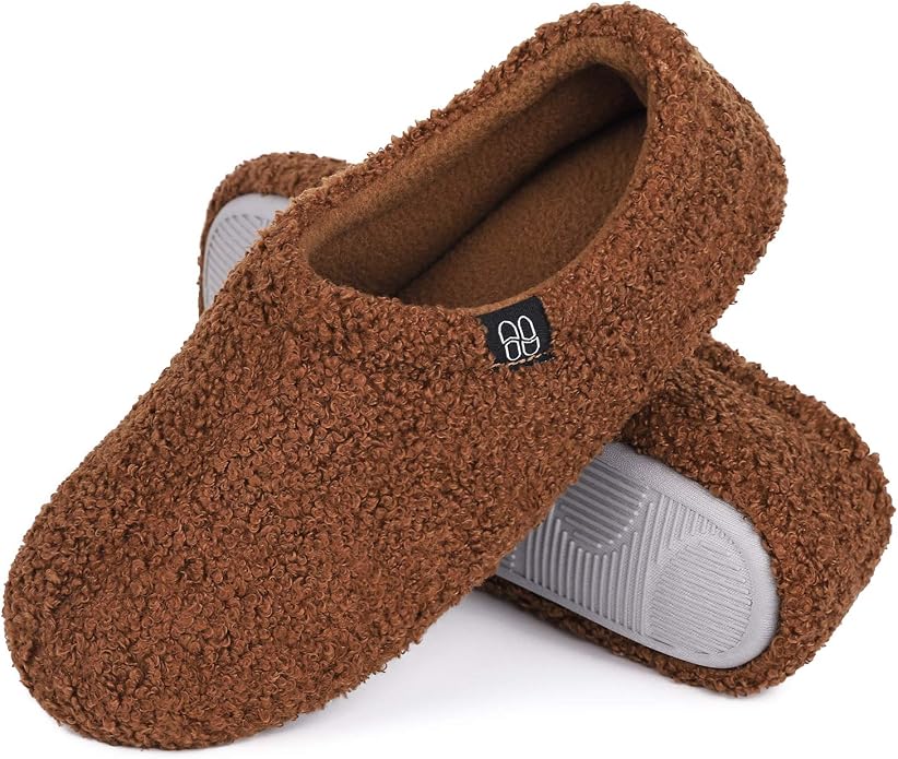 HomeTop Women's Fuzzy Curly Fur Memory Foam Loafer Slippers by HomeTop