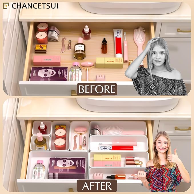 9 Pcs Stackable Drawer Organizer Trays Set, Desk Drawer Organizer Office. - Image 6