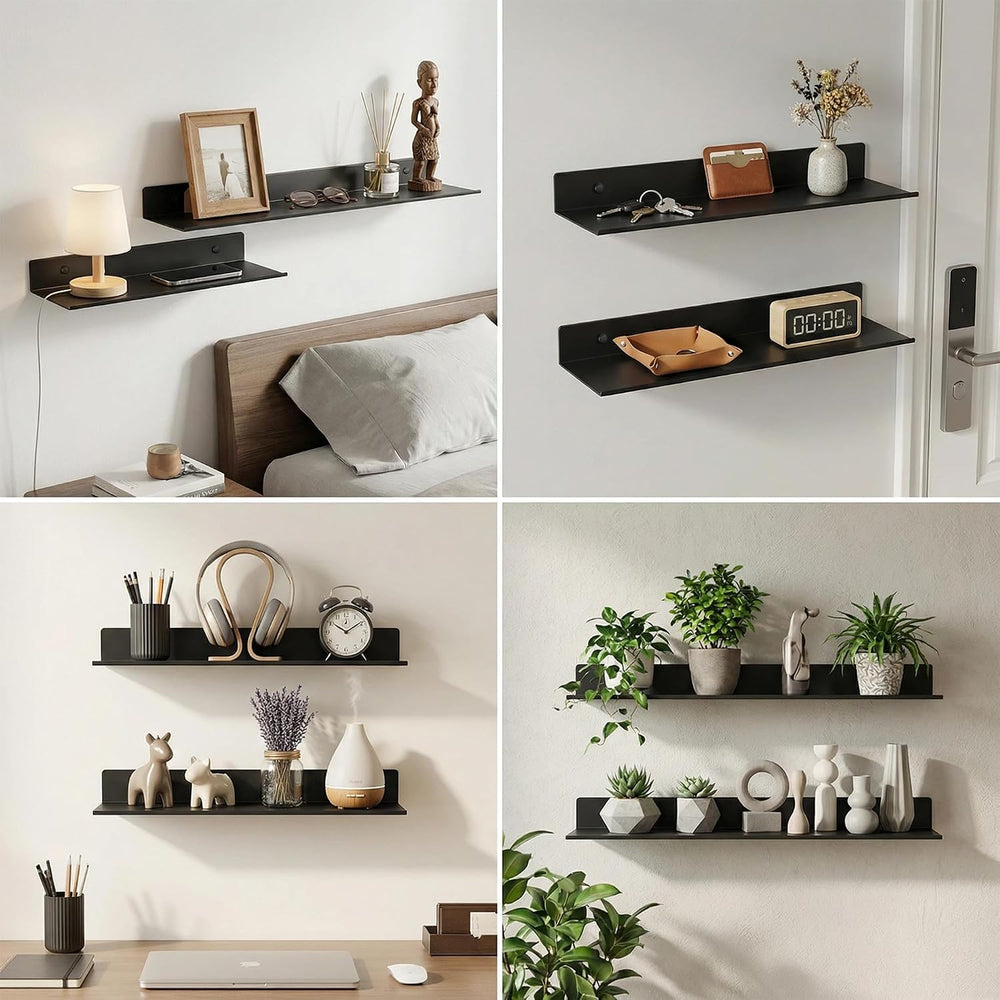 Z metnal Wall Shelf, Long Floating Shelves, Metal Hanging Shelf for Living Ro...