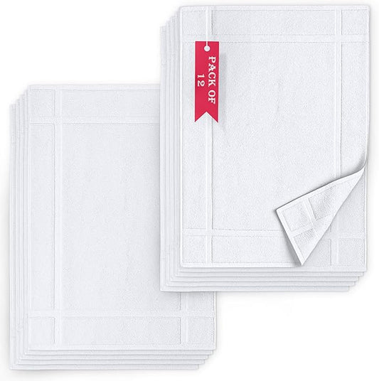 Pearl Linens Pack of 12 100% Cotton Bath Mat 18x25 inches, Soft & Absorbent by PearlLinens
