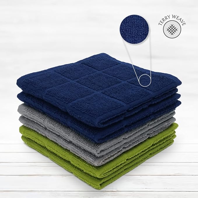 100% Cotton Terry Dish Cloth & Dish Towel, 6 Pack, Super Soft and Absorbent - Image 3