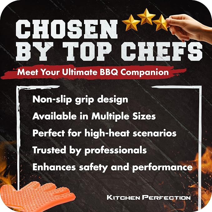 KITCHEN PERFECTION Silicone Smoker Oven Gloves -Extreme Heat Resistant BBQ - Image 6