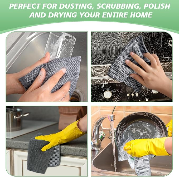 SINLAND Microfiber Dish Cloth Kitchen Washcloth Best Kitchen Cloths Cleaning - Image 7