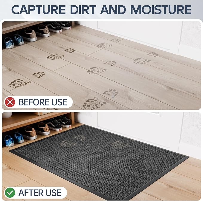 Amyracel Entrance Front Door Mat, Heavy Duty Rubber Backing Doormat - Image 3