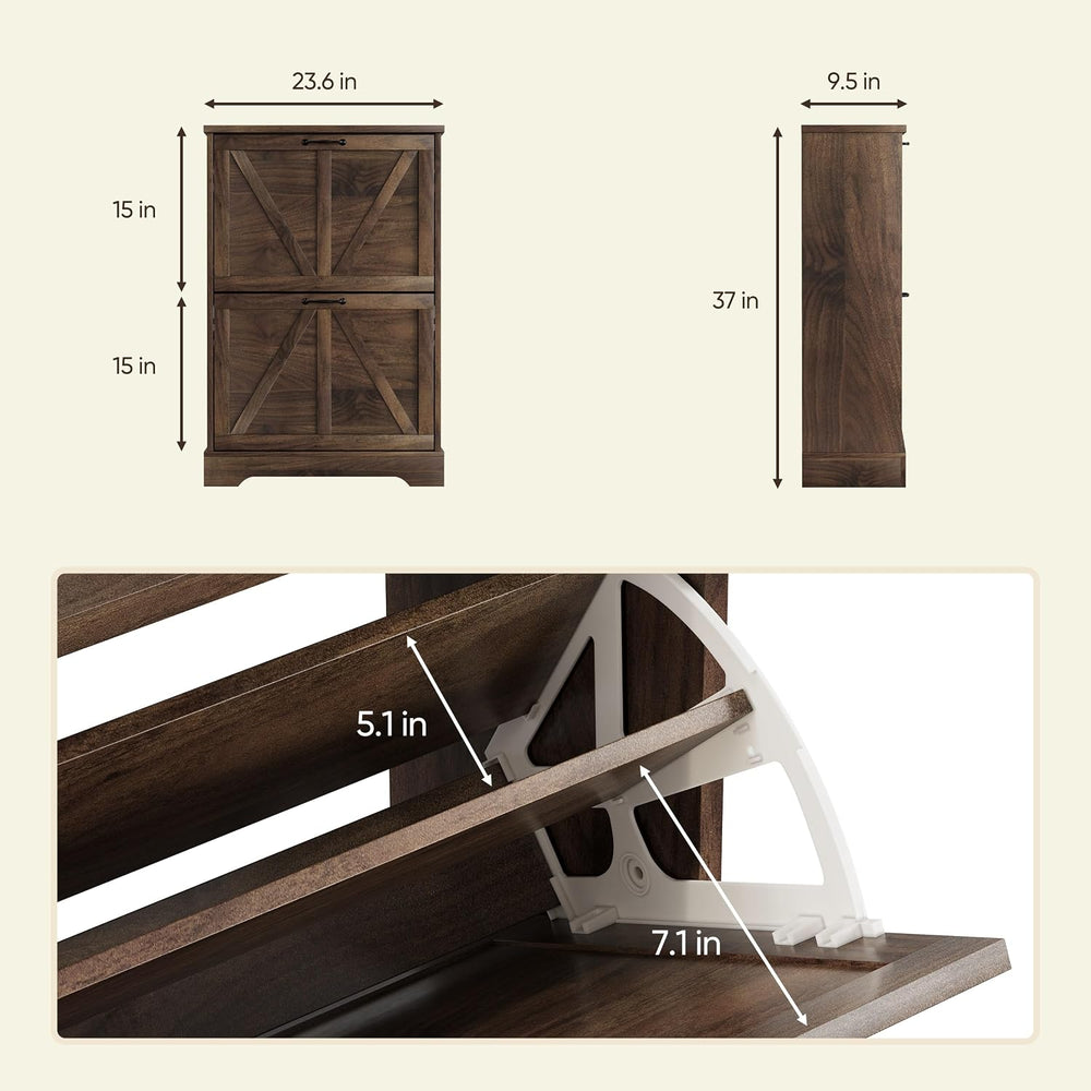 Semiocthome Farmhouse Shoe Storage Cabinet with 2 Flip Drawers, 23.6"(W)...