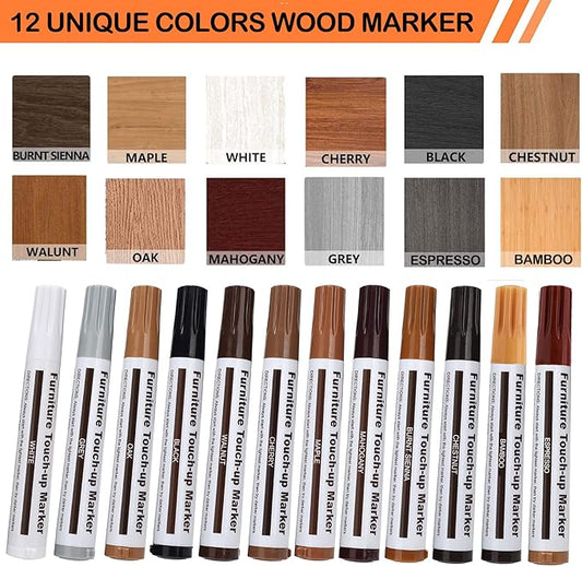 Lifreer Revolutionary Furniture Touch Up Markers, 12 Colors Wood Scratch Repair - Image 2