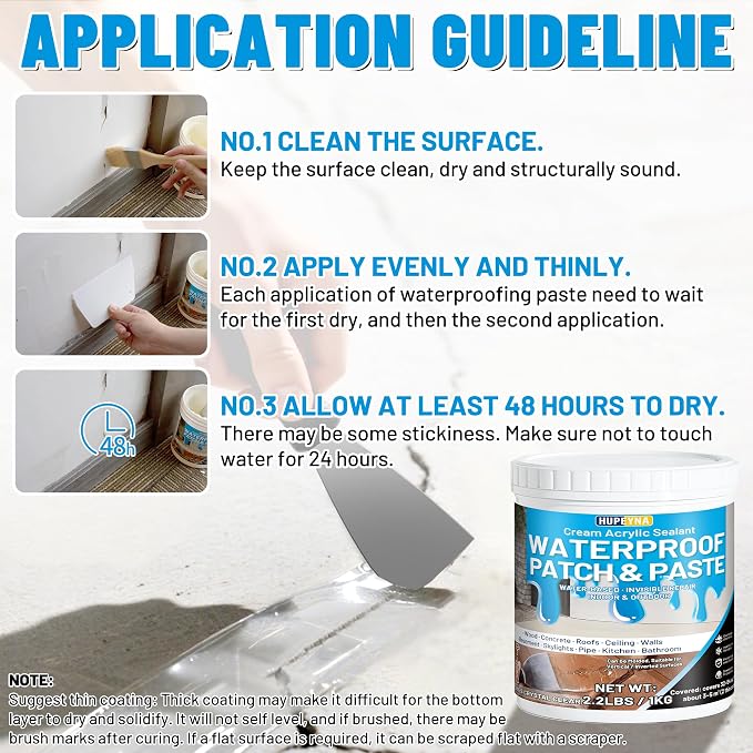 Waterproof Patch & Seal Rubberized Sealant Paste, 2.2lbs Anti-Leakage Clear - Image 4