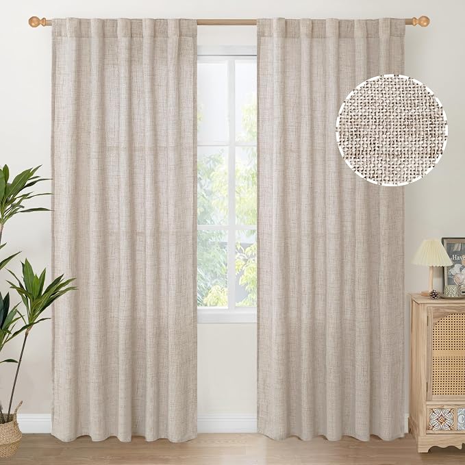 YoungsTex Natural Linen Curtains 84 Inches by YoungsTex