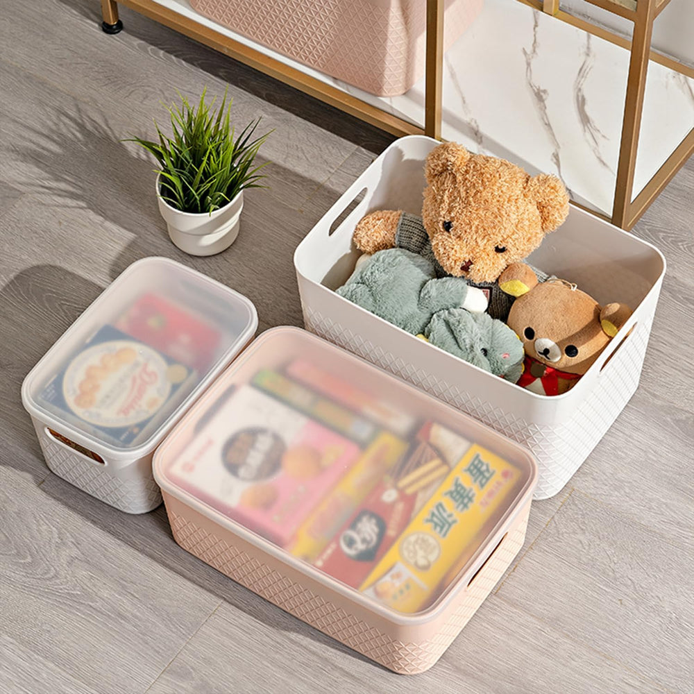 HANAMYA Lidded Storage Bin Organizer | Storage Organizing Container, 9 Liter,...