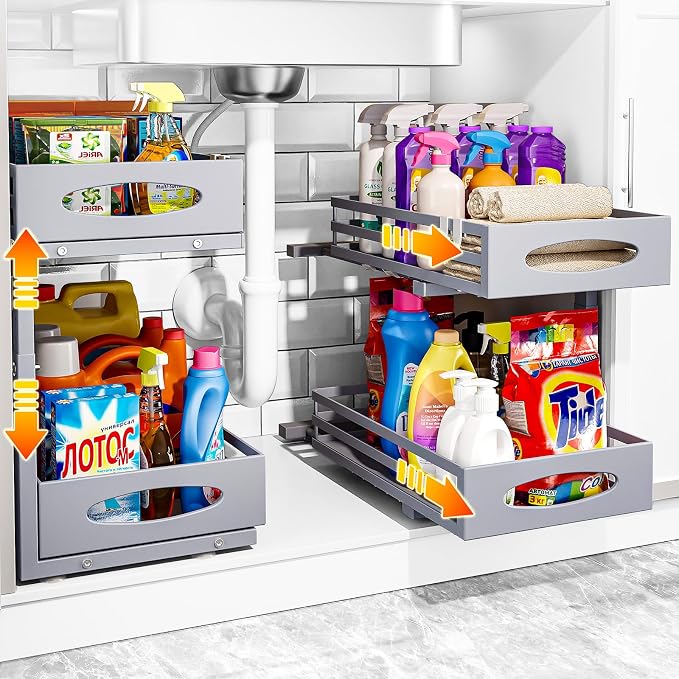 Under Sink Organizer, 2 Tier Under Sink Organizers and Storage, Adjustable by MIXESHOP