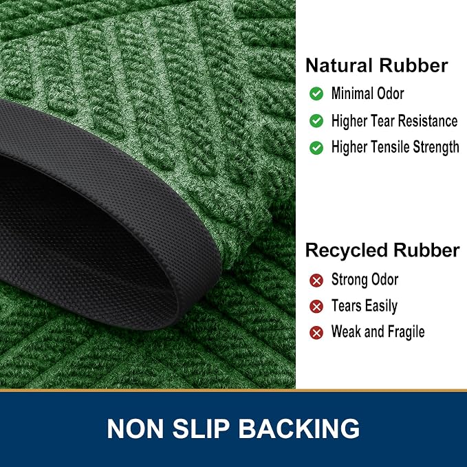 Smiry Front Door Mat Outside Entrance, Heavy Duty Outdoor Indoor Natural Rubber - Image 5