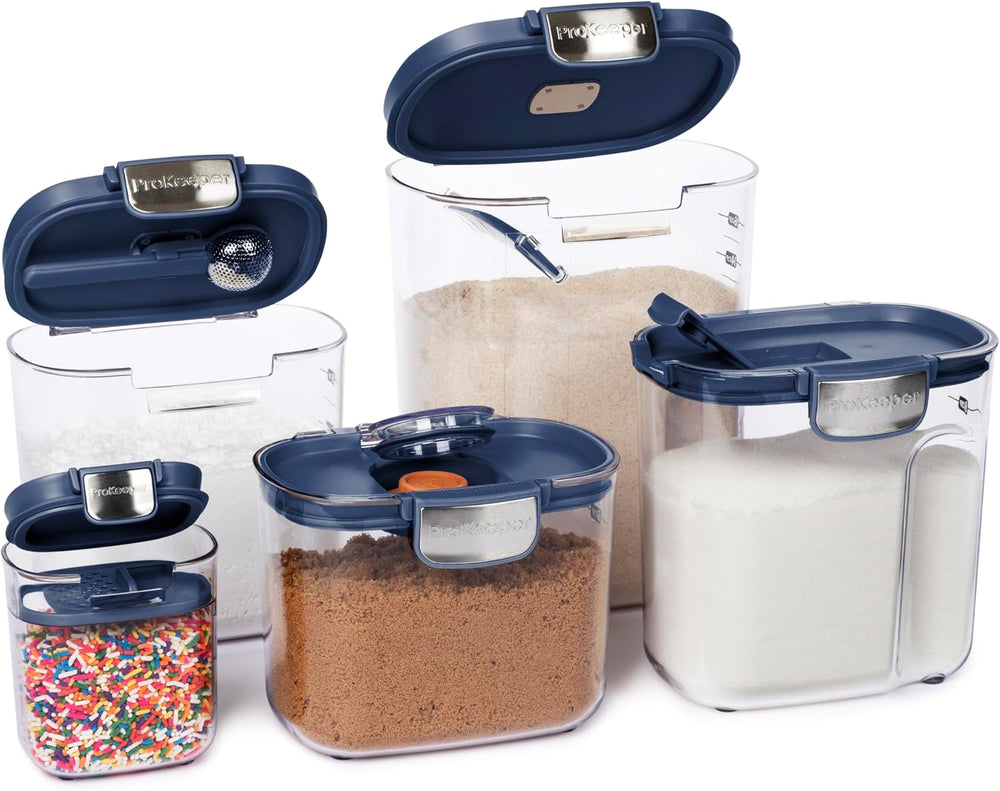 ProKeeper+ Airtight Food Storage Container Set – Clear Plastic Flour and Suga...