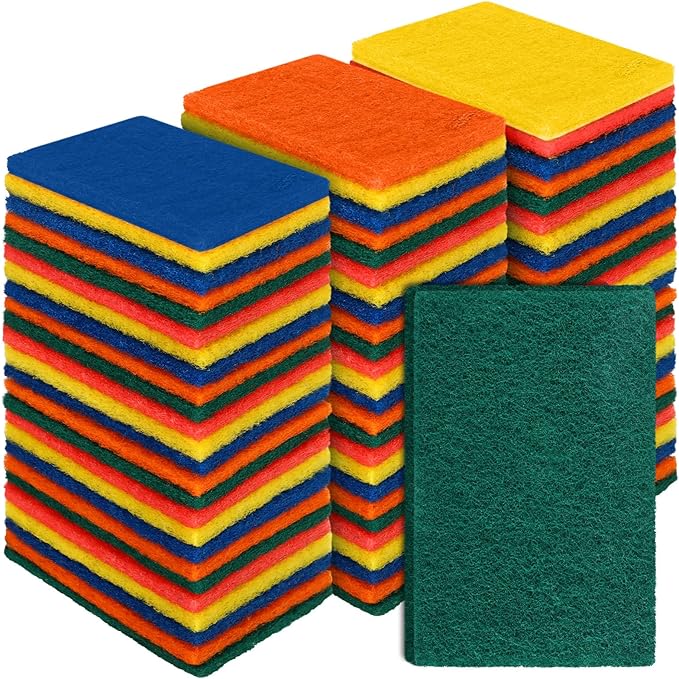 Hoolerry 100 Pcs Heavy Duty Scouring Pads Non Scratch Household Scrub Pads by Hoolerry