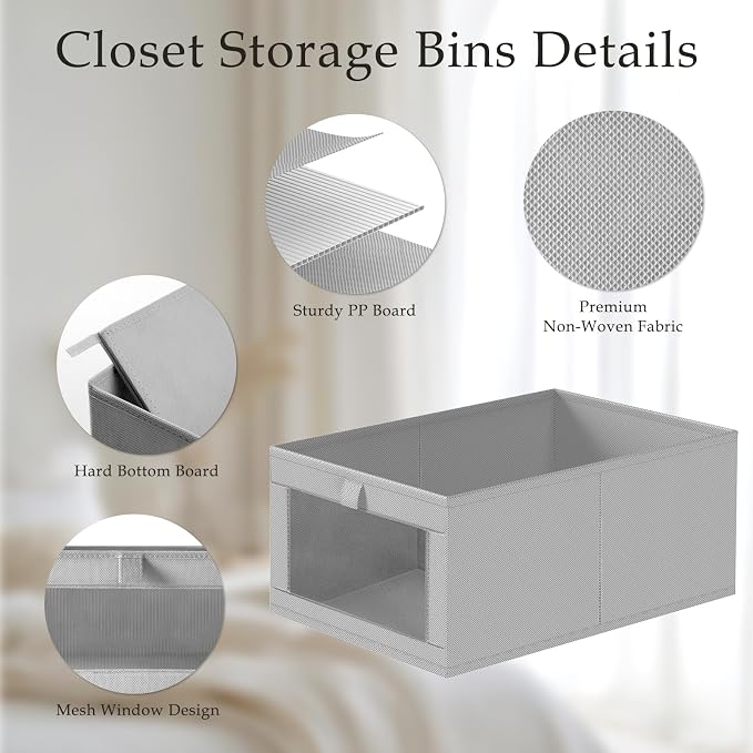 Criusia 4 Pack Linen Closet Organizers and Storage, Closet organizer Large - Image 4