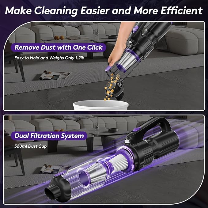 Car Vacuum Portable Cordless, 20000Pa Mini Vacuum Cleaner & Air Duster - Image 7