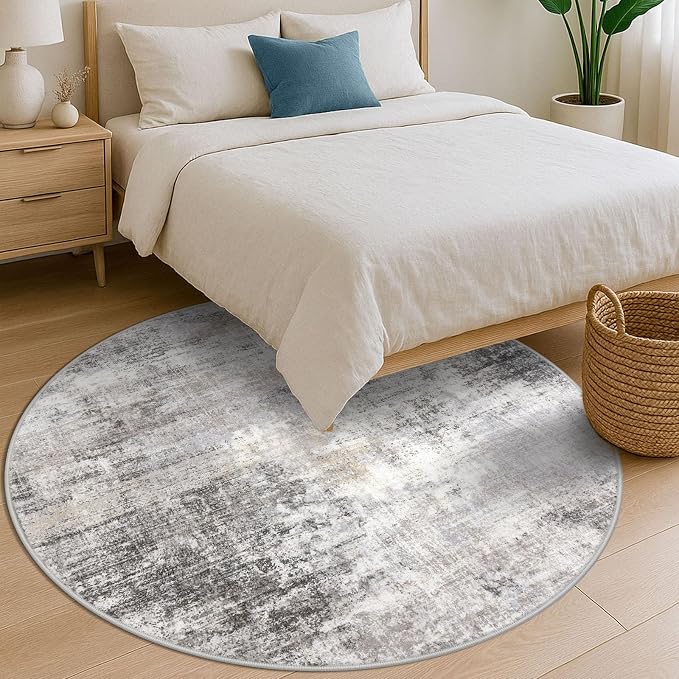 IOHOUZE Abstract Round Area Rug 6 Ft Washable Circle Rugs Large Round Rug Non - Image 8