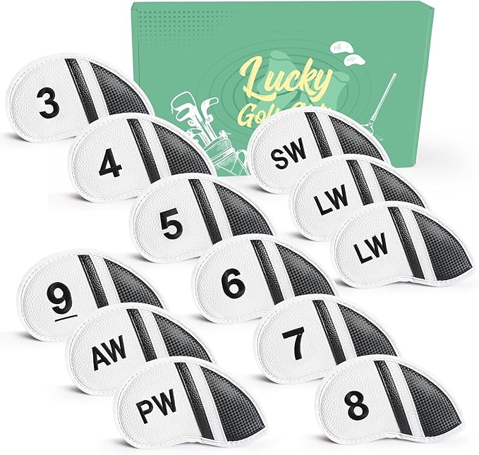 Amy Sport Golf Iron Head Covers Value 12 Pcs Set Thick Synthetic Leather by AmySport