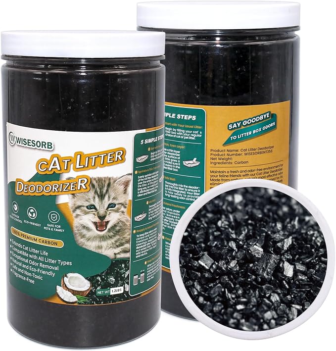 Cat Litter Deodorizer 1.2Lb Activated Carbon Litter Box Odor Eliminator by Wisesorb