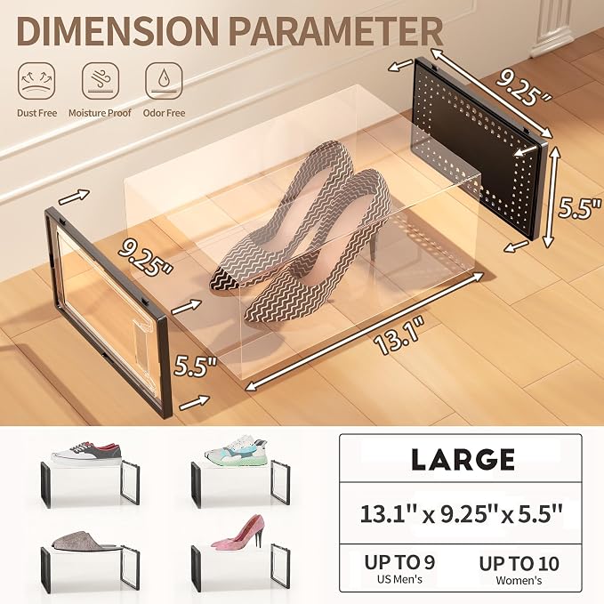 12 Pack Large Shoe Organizer Storage Boxes - Image 5