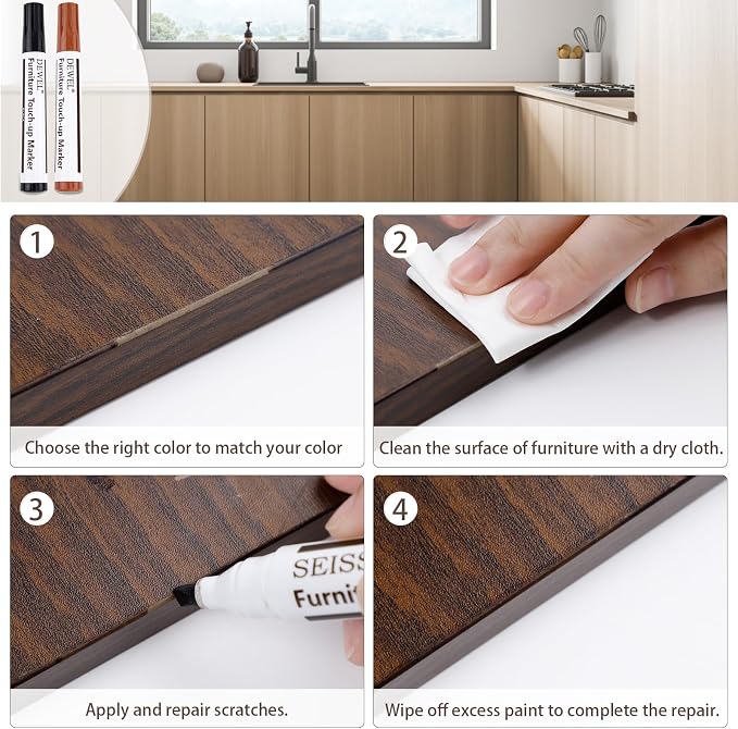 SEISSO Wood Furniture Repair Kit, Wood Filler and Touch Up Markers, - Image 4