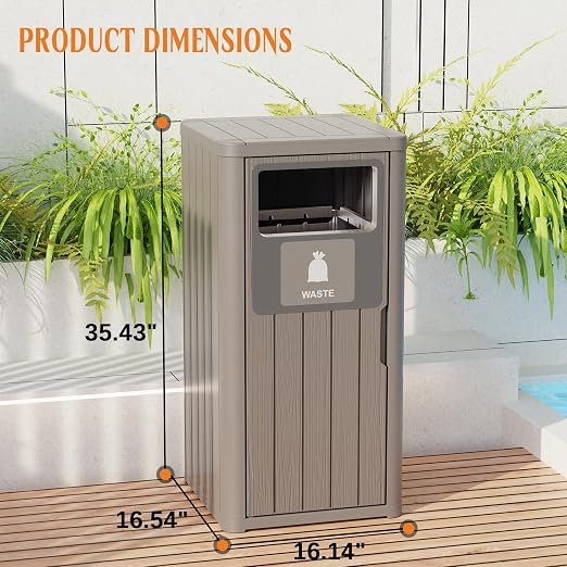 Outdoor Single Barrel Trash Can, Waterproof Resin Garbage Can - Image 7