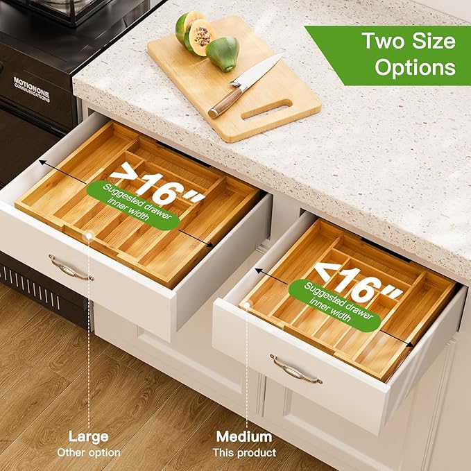 Pipishell Bamboo Expandable Drawer Organizer - Image 4