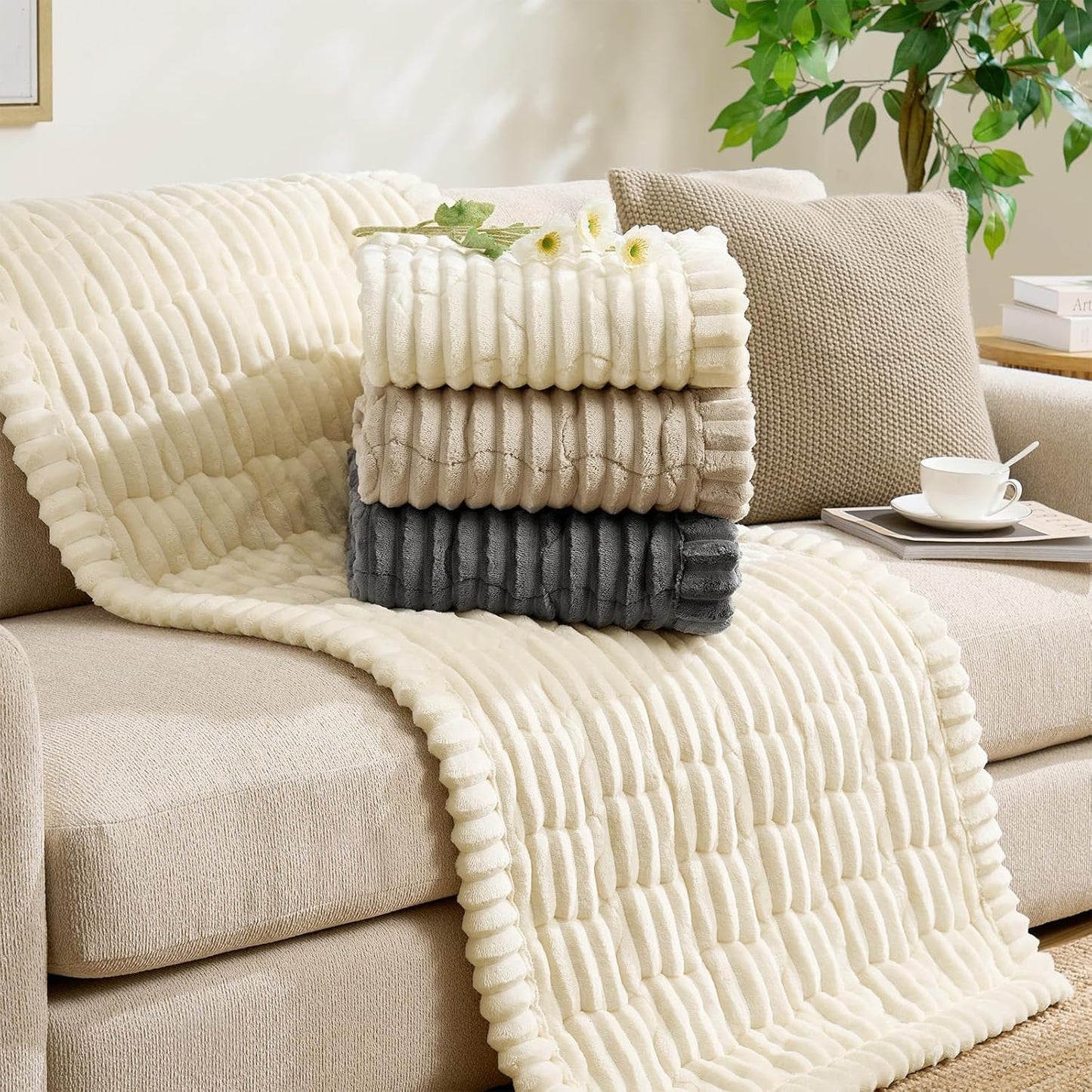 SureFit Couch Covers for Dogs,Washable Couch Protector for 3-Cushion Sofa,Non-Slip Paw Print Grip,Soft Skin-Friendly Furniture Cover for Pets,Thick and Cozy Slipcover for Sofa Cushions(28”x71“ Khaki)