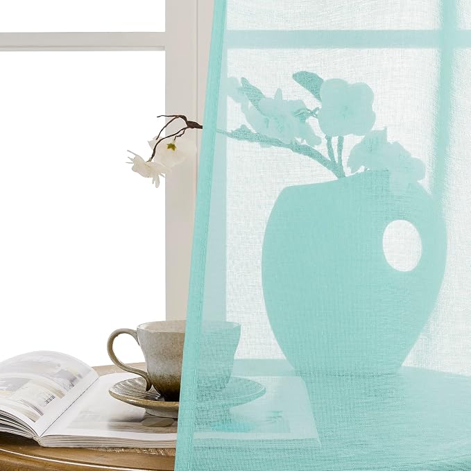 Tollpiz Sheer Curtains Closet Linen Textured Curtain Sheers Doorway Light - Image 9