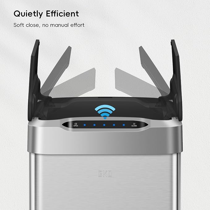 EKO Phantom-T 50 Liter / 13.2 Gallon Vertical Motion Sensor Trash Can, Brushed - Image 5