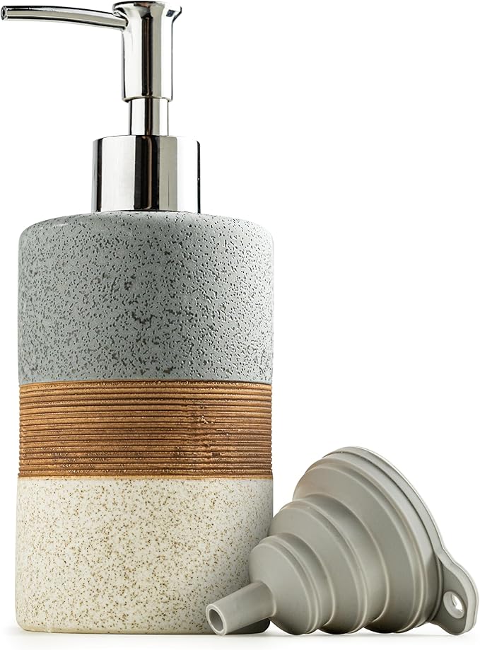 Ceramic Soap Dispenser Set for Hand Soap, Dish Soap, Conditioner, Bathroom & by Cormomu