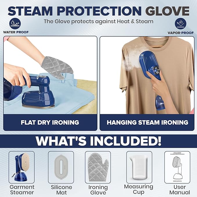 Humse Portable Steamer for Clothes – 2 in 1 Travel Steamer Iron For Clothes - Image 5