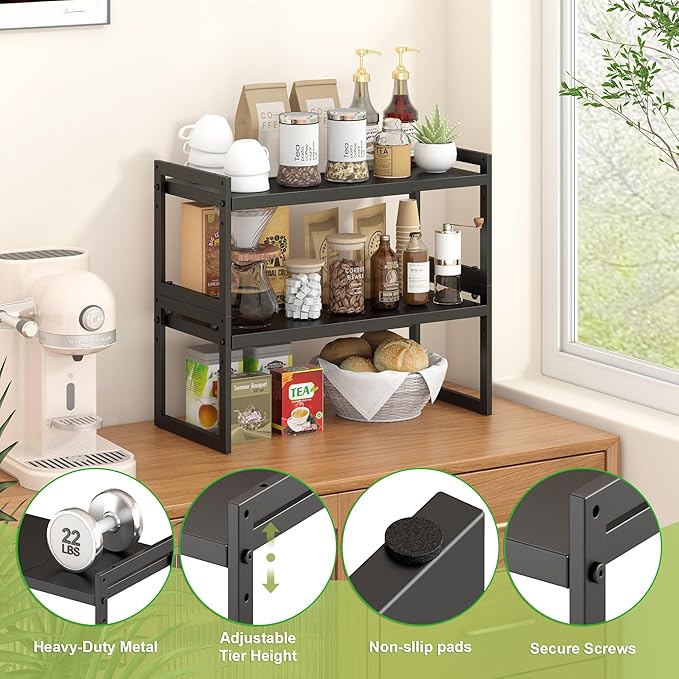 DOLALIKE Expandable kitchen Countertop Organizer, Stackable Cabinet Shelf - Image 5