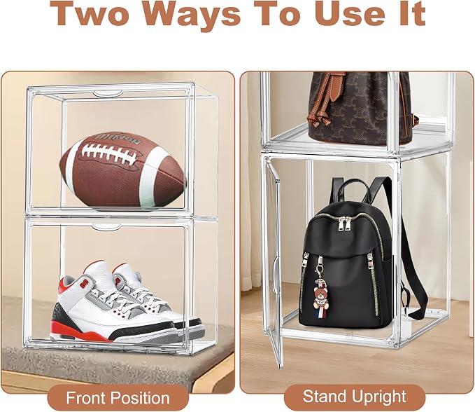 10 Pcs Clear Purse Storage Boxes, Plastic Shoe Boxes Stackable Acrylic Display - Image 3