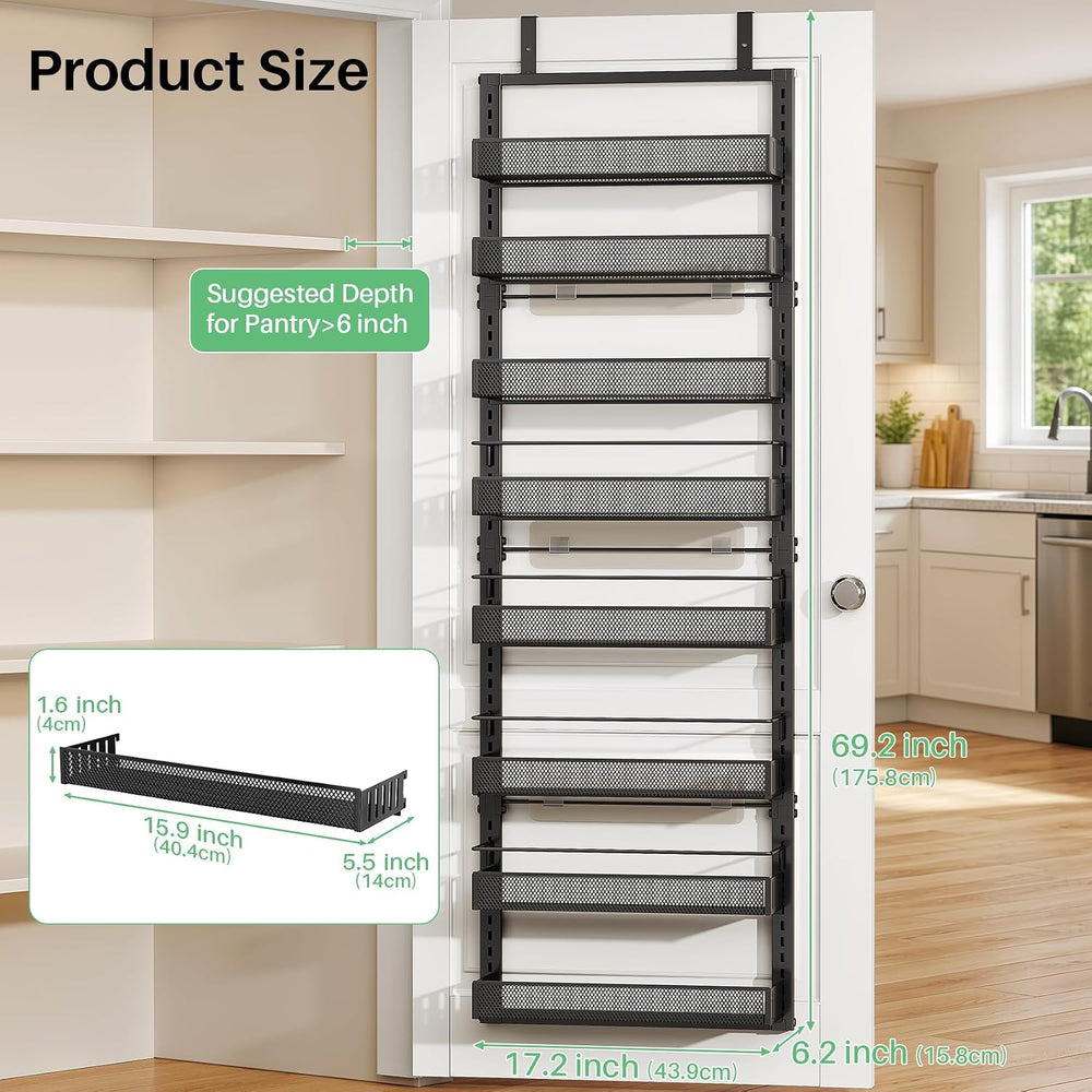 SAYZH 8 Tiers Over the Door Pantry Organizer,17.2"W x 6.2"D x 69.2&...