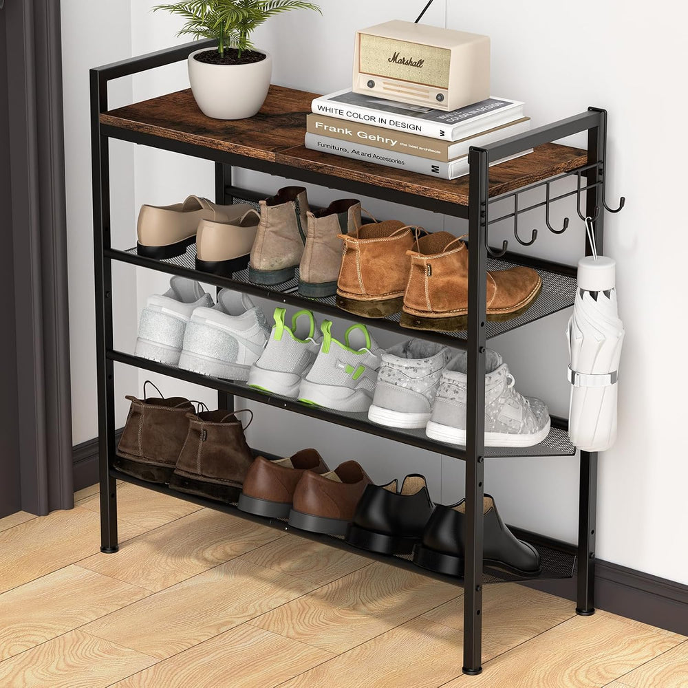 Refrze Shoe Rack for Front Door Entrance, 4 Tier Height-Adjustable Metal Shoe...