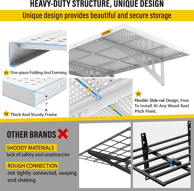 2-Pack 2x3ft Adjustable Garage Wall Shelving 560lbs Load Capacity Heavy Duty - Image 4