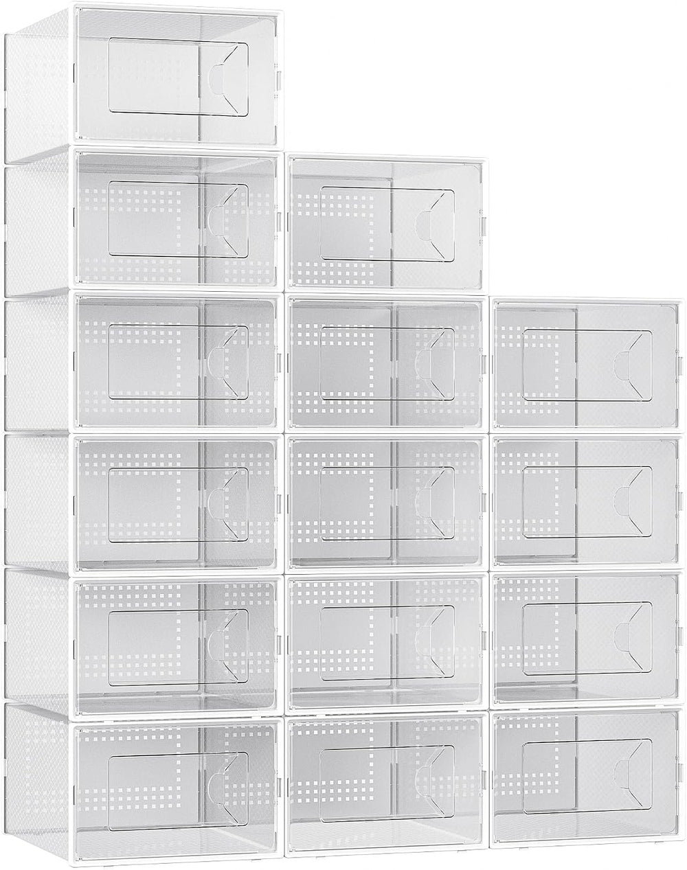 Foluck X-Large Shoe Storage Box, 15 Pack Clear Plastic Stackable Shoe Organiz...