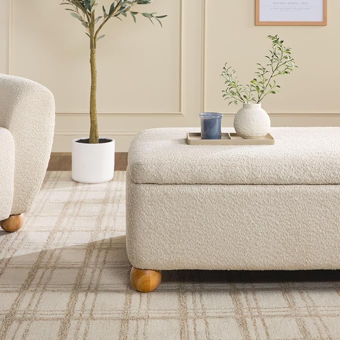 Walker Edison Linley Contemporary Large Storage Bouclé Ottoman - Image 7