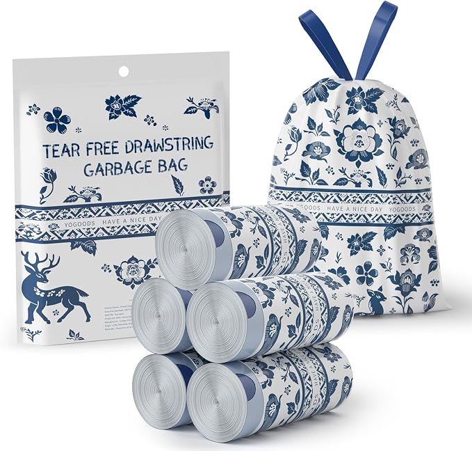 VOK 4 Gallon Trash Bags Drawstring, Printed Small Garbage Bags by Unknown