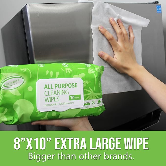 Air Jungles All Purpose Car and Home Cleaning Wipes 70 Count, Extra Large 8" x - Image 2