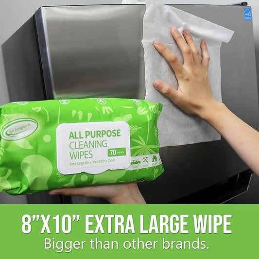 Air Jungles All Purpose Car and Home Cleaning Wipes 70 Count, Extra Large 8" x - Image 2