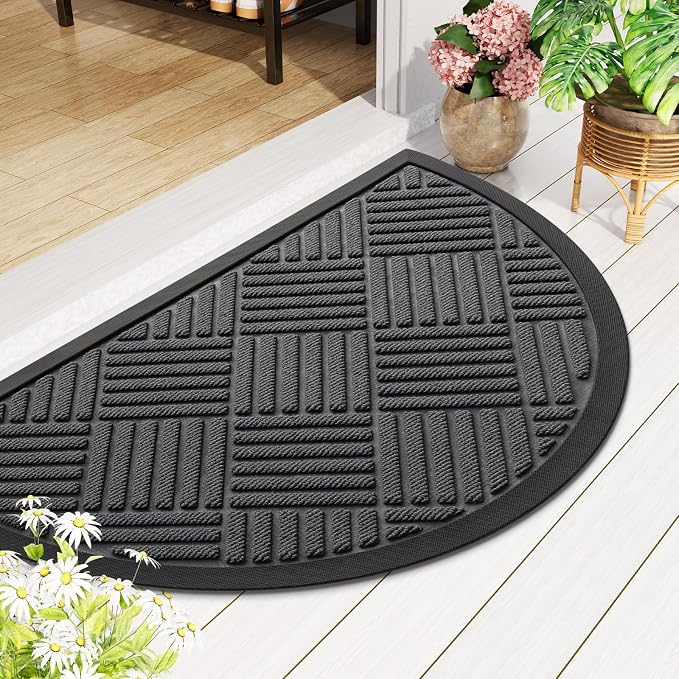 Smiry Half Circle Front Door Mat Outside Entrance, Heavy Duty Outdoor Indoor - Image 8