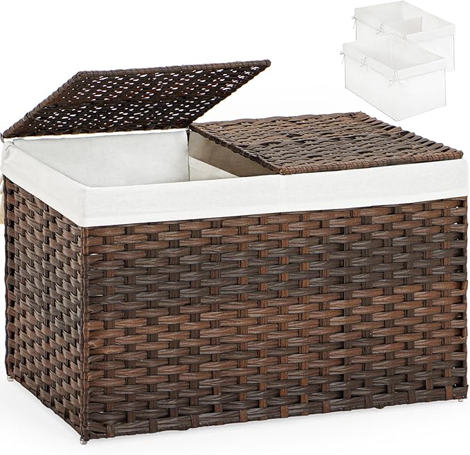 Storage Basket with Lid Wicker Baskets by SETVSON