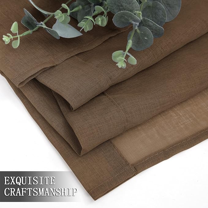 Tollpiz Sheer Curtains Linen Textured Bedroom Curtain Sheers Light Filtering - Image 7