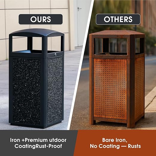 Commercial Metal Outdoor Trash Can - Image 4