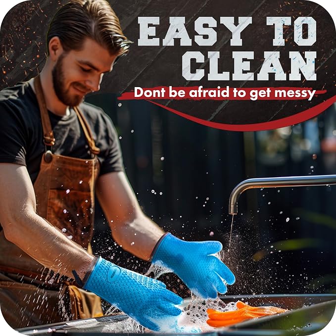 KITCHEN PERFECTION XL Silicone Smoker Oven Gloves-Extreme HeatResistant - Image 6